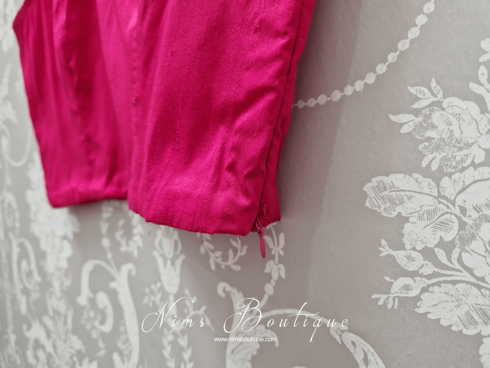 Nims Boutique Sleeveless Deep Pink Raw Silk Blouse 8-28