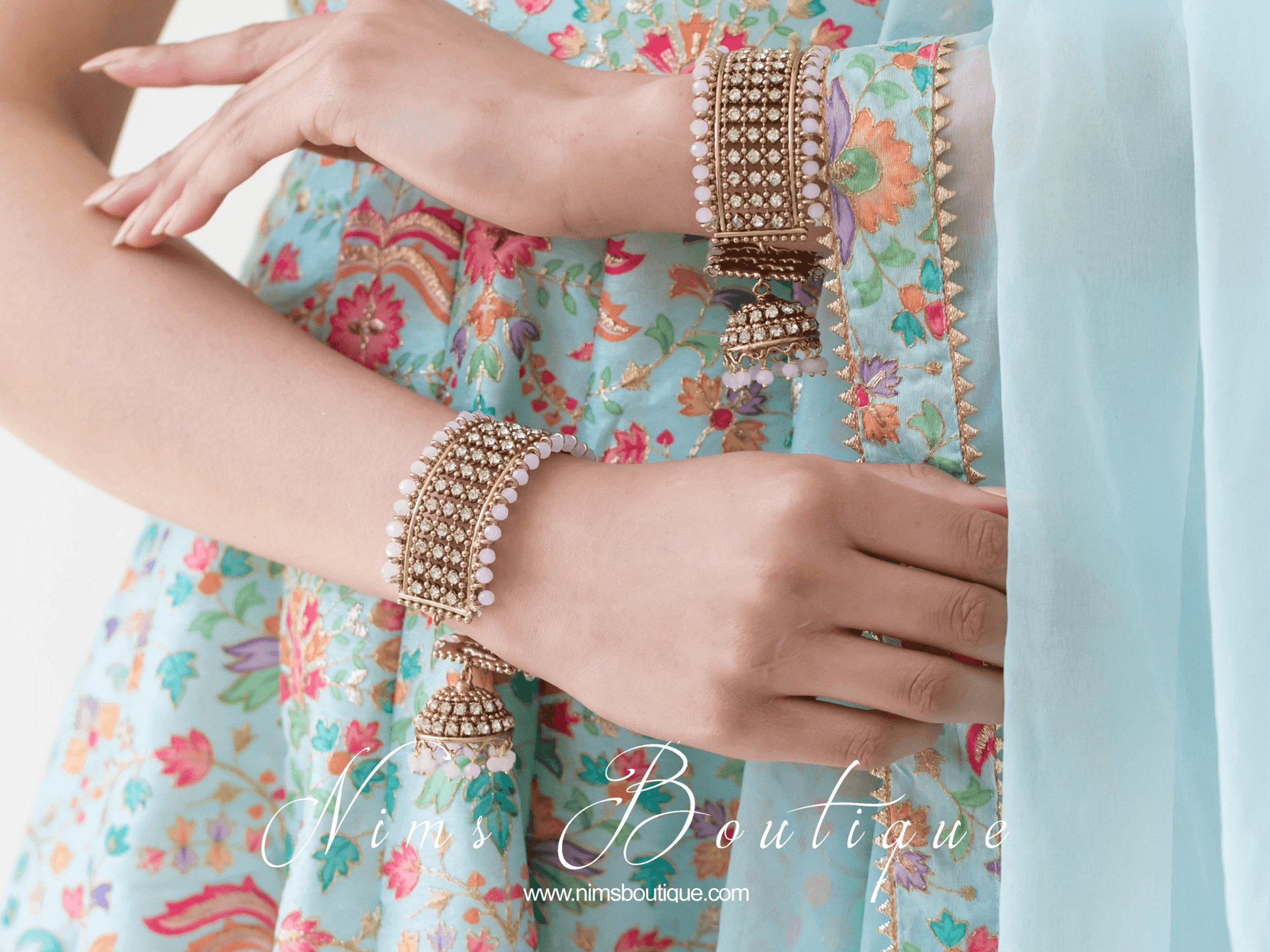 Nims Boutique Royal Blush Bracelet with hanging chumka