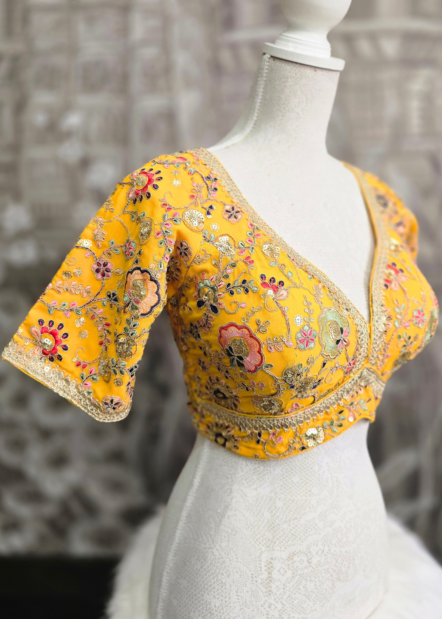 Genelia Yellow Embroidered Blouse (10-12)