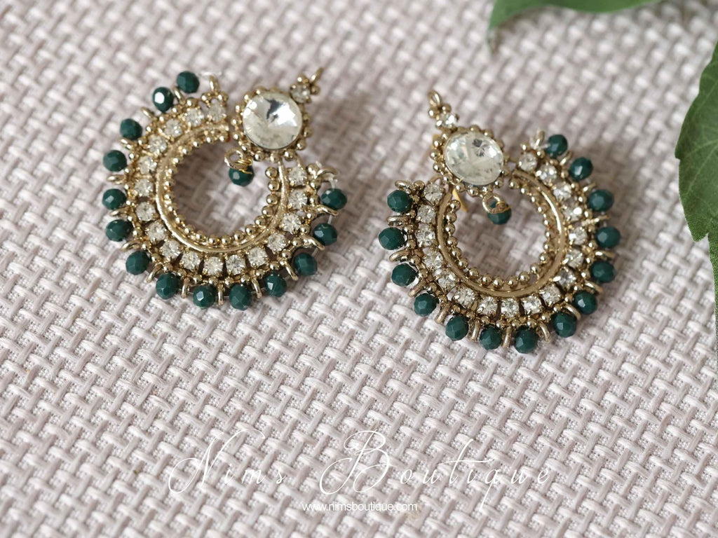 Nims Boutique Meghna Royal Dark Teal Green Earrings