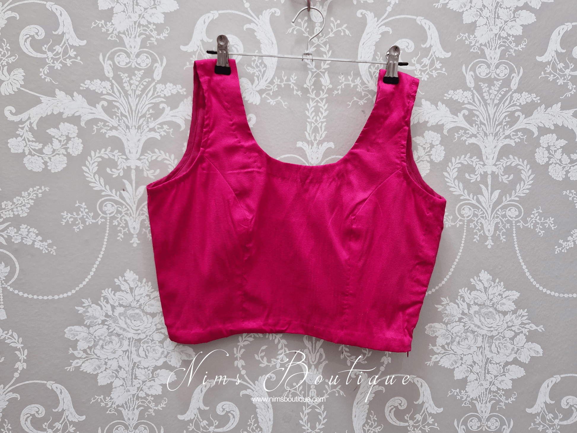 Nims Boutique Sleeveless Deep Pink Raw Silk Blouse 8-28