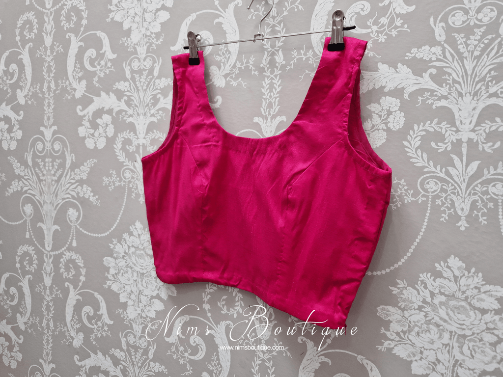 Nims Boutique Sleeveless Deep Pink Raw Silk Blouse 8-28