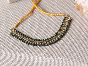 Royal Antique Gold & Dark Teal Green Necklace