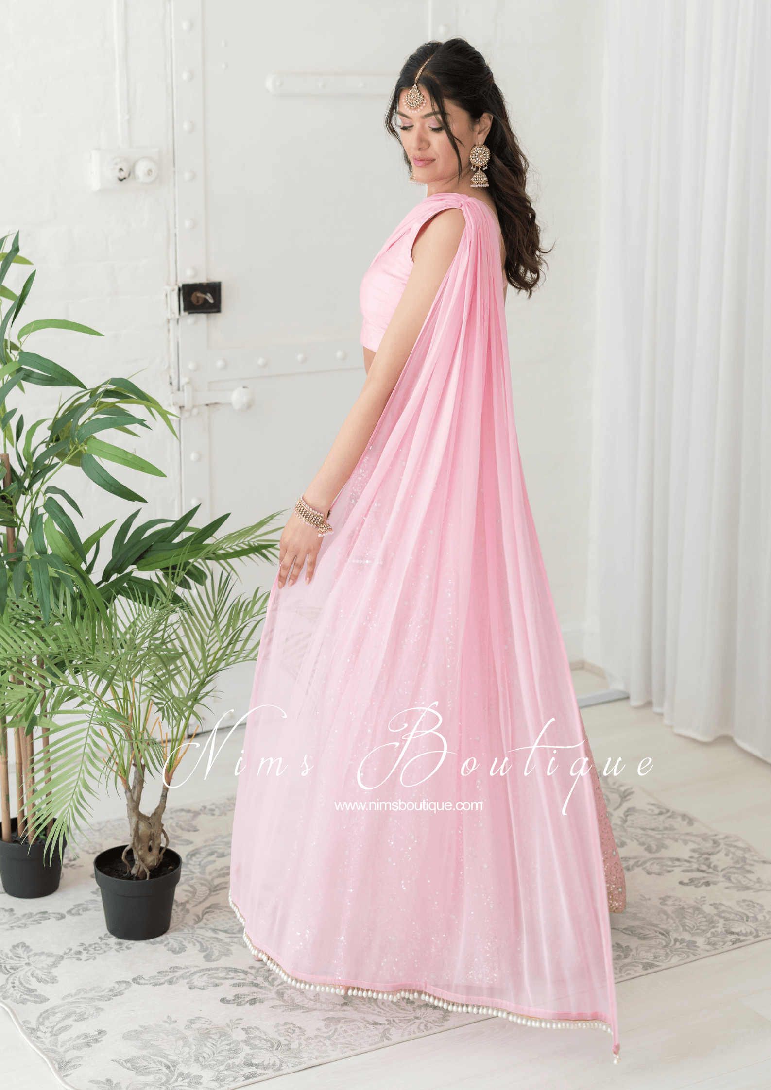 Nims Boutique Arya Baby Pink & Gold Sequin Luxury Skirt sizes 4-14