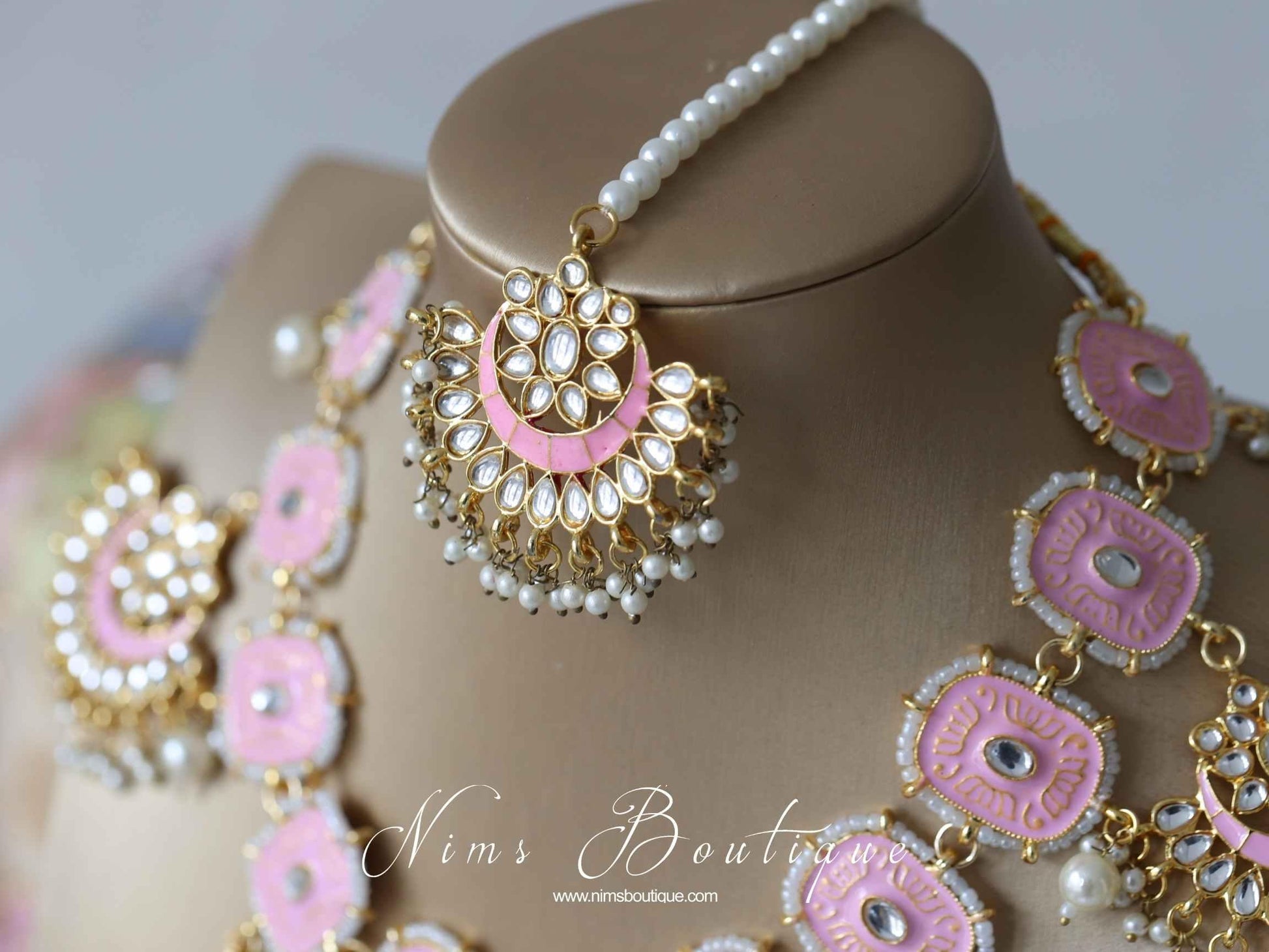 Nims Boutique Mishka Pink Blossom Meenakari Set