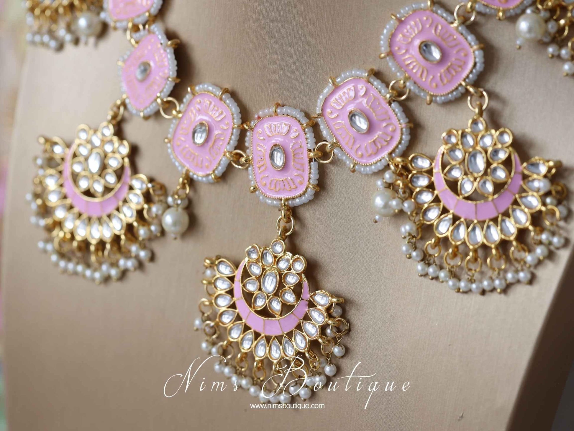 Nims Boutique Mishka Pink Blossom Meenakari Set