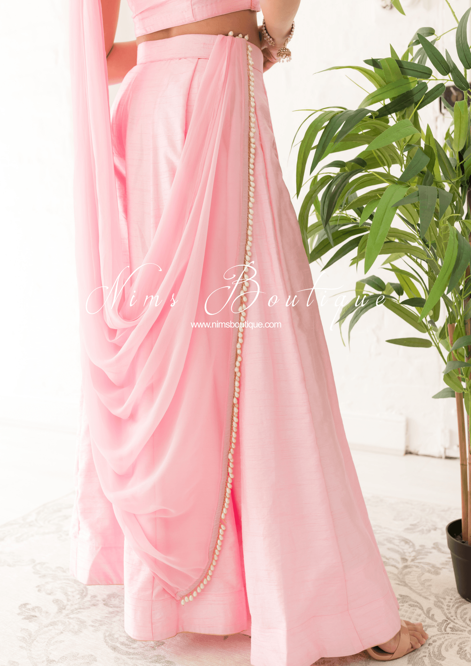 Nims Boutique Arya Baby Pink Flared Trousers sizes 4-16