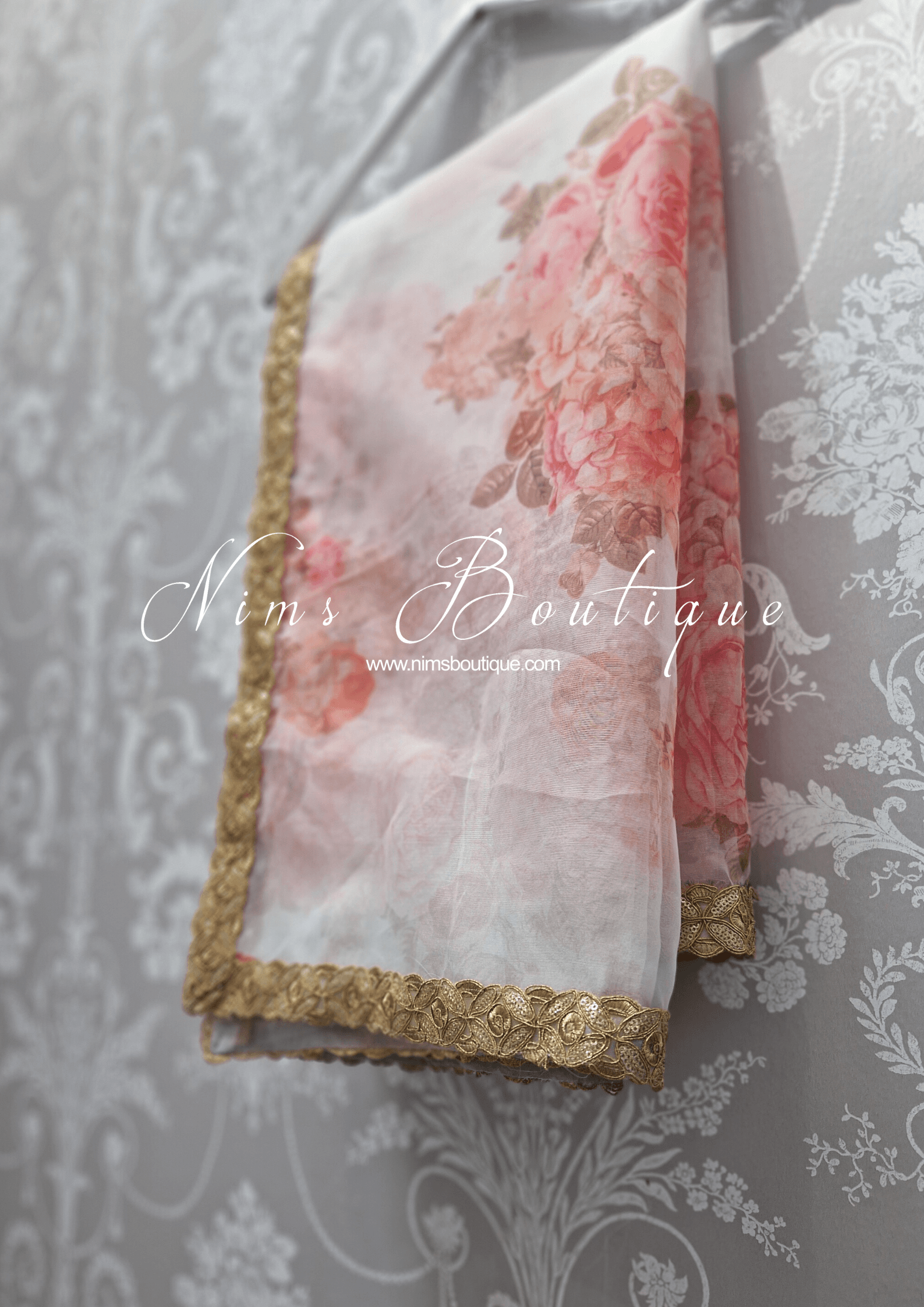 Nims Boutique La Floraison Ivory Floral Organza Saree