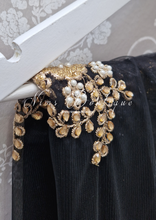 Black Net Pearl Embellished Dupatta/Chunni with Gold Bead Edging