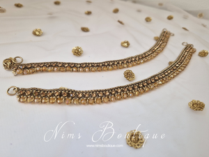 Pair of Royal Antique Gold & Gold Stone Anklets