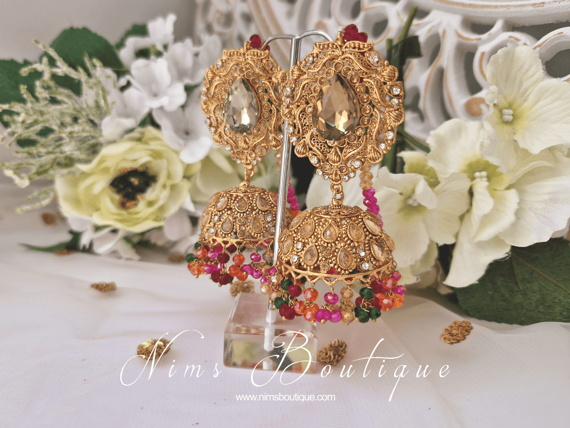 Nims Boutique Anjali Multicolour Chumke with earring chains