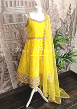 Nims Boutique The NB Luxury Yellow Silk Anarkali with Pajami size 8-12