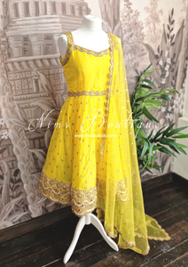 The NB Luxury Yellow Silk Anarkali with Pajami (size 8-12)