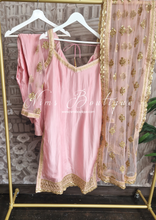 Long Sleeved Blush Pink Silk Pajami Suit (sizes 18 to 26)