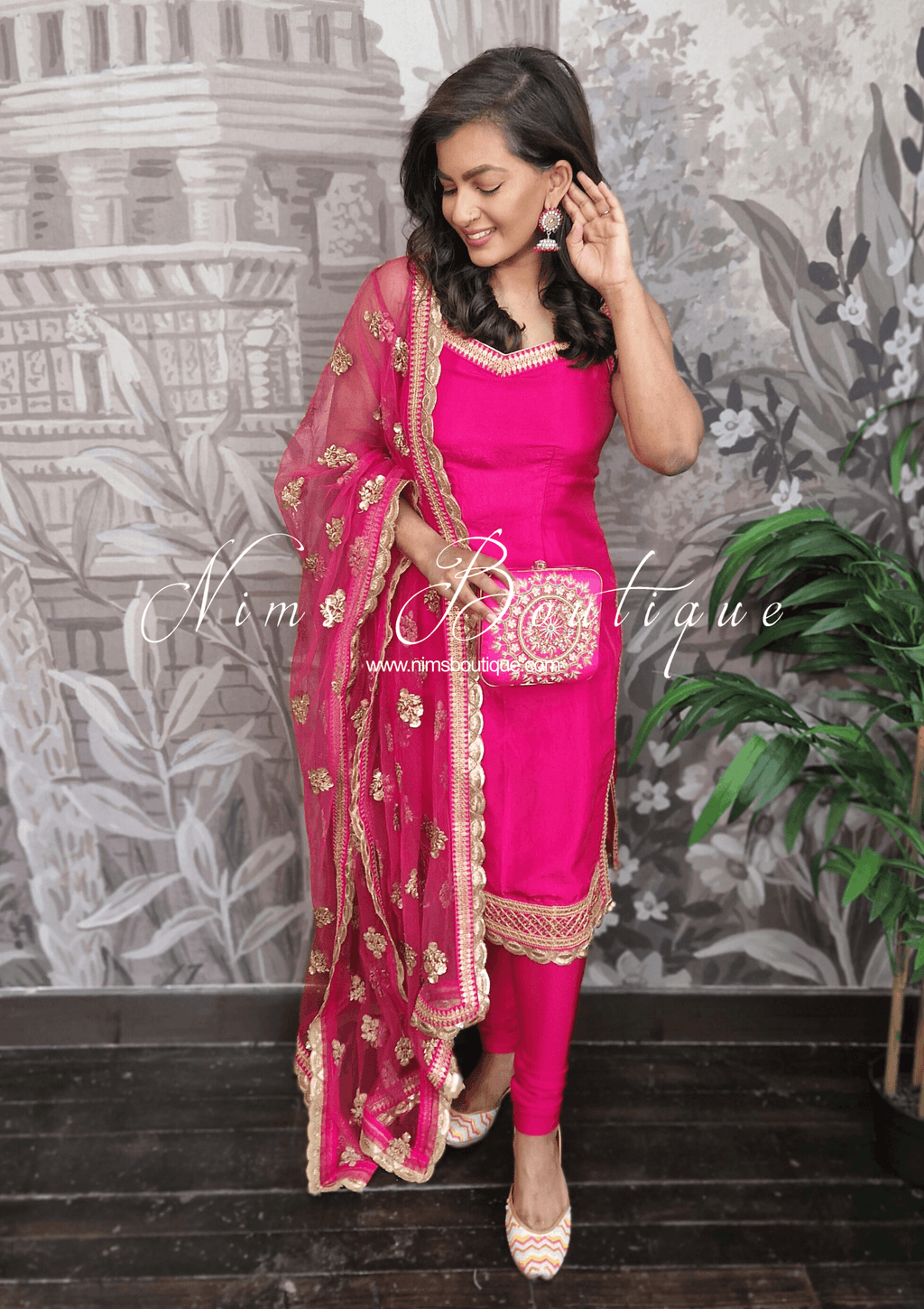 Nims Boutique The NB Classic Sleeveless Hot Pink Silk Pajami Suit sizes 4 to 22