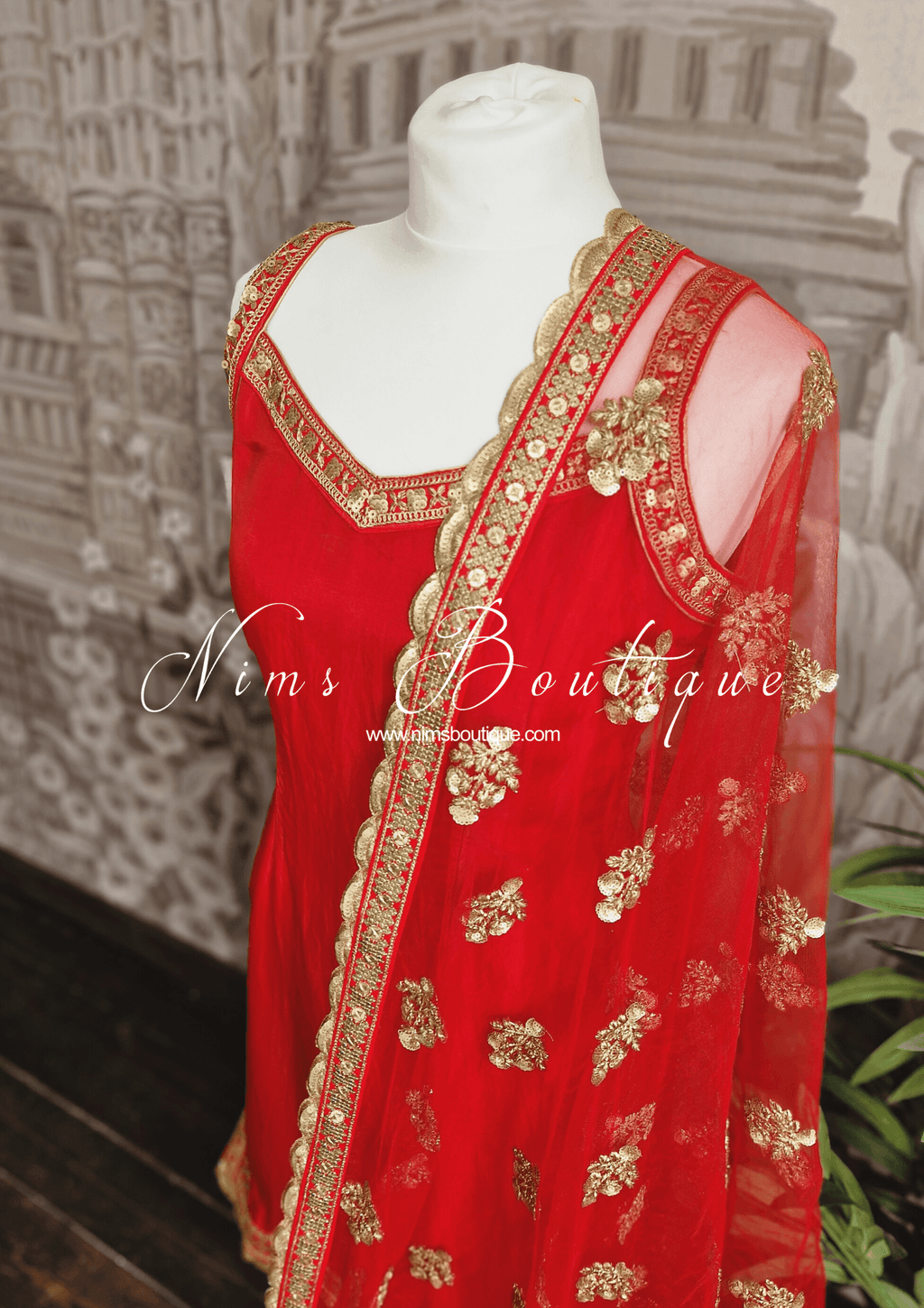 Nims Boutique The NB Classic Sleeveless Red Silk Pajami Suit sizes 4 to 20