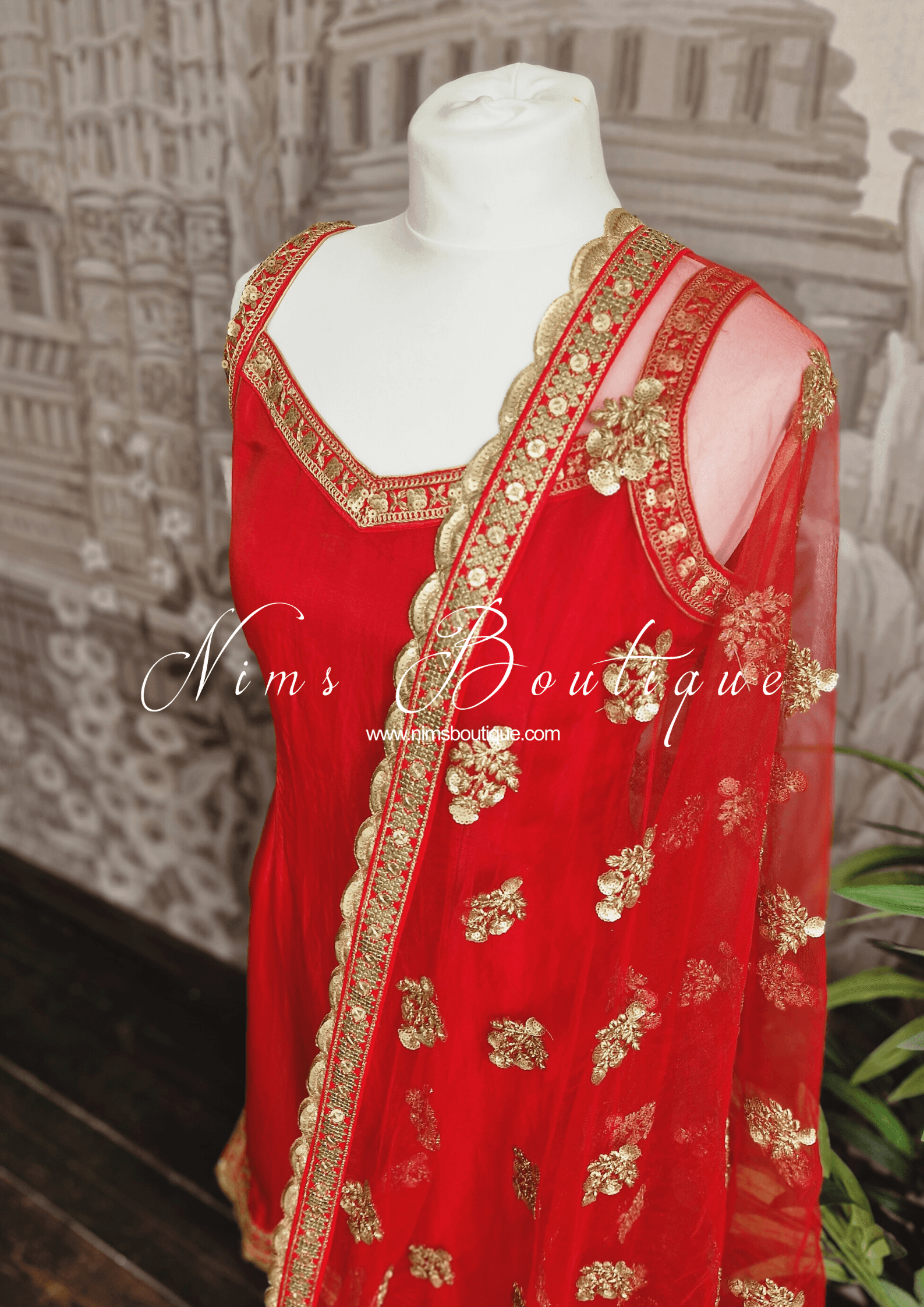 Nims Boutique The NB Classic Sleeveless Red Silk Pajami Suit sizes 4 to 20