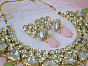 Freya Mint & Pink Kundan Set