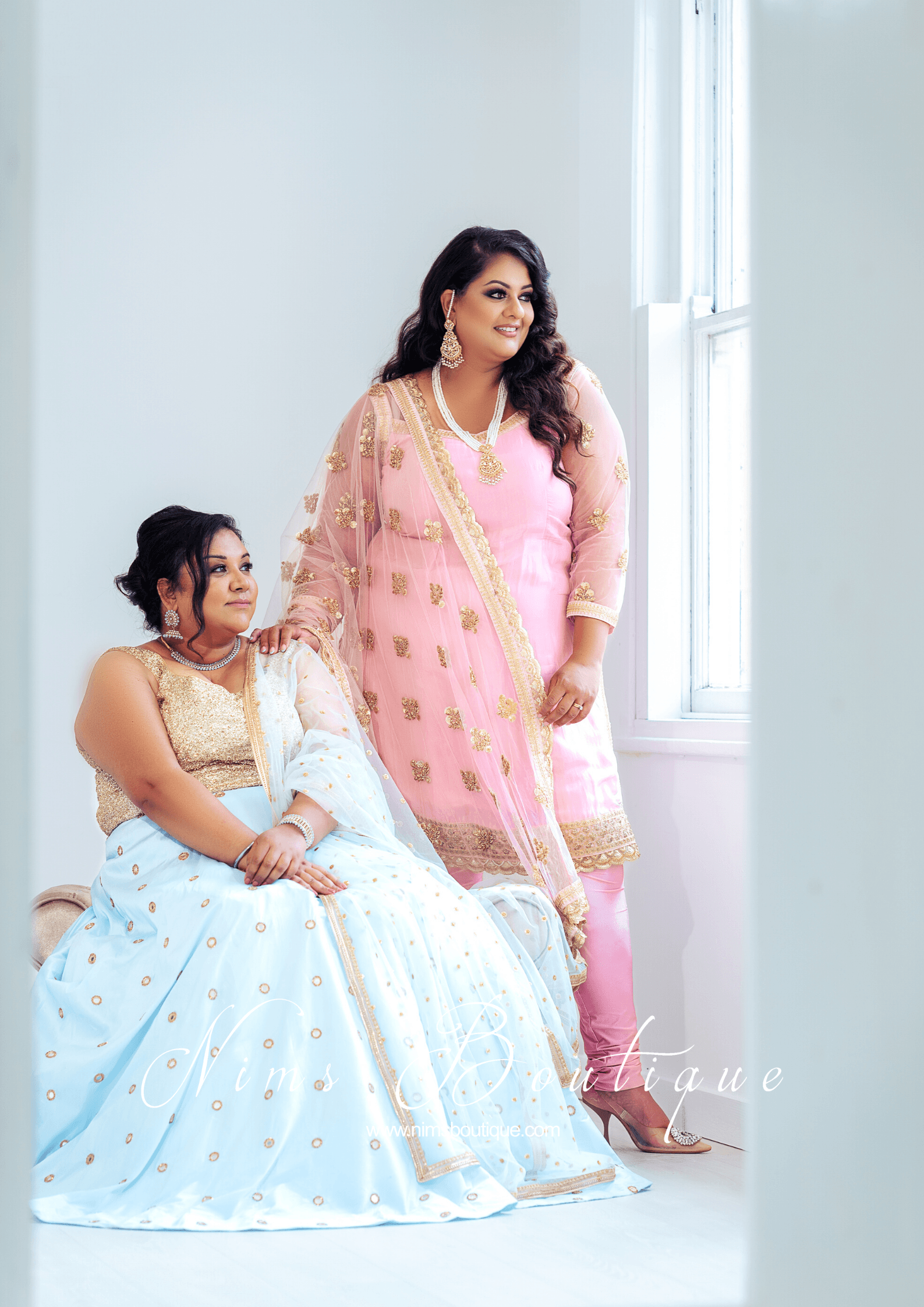 Nims Boutique The NB Classic Long Sleeved Blush Pink Silk Pajami Suit sizes 16 to 26