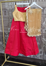 Red Plain Semi stitched skirt/lehnga