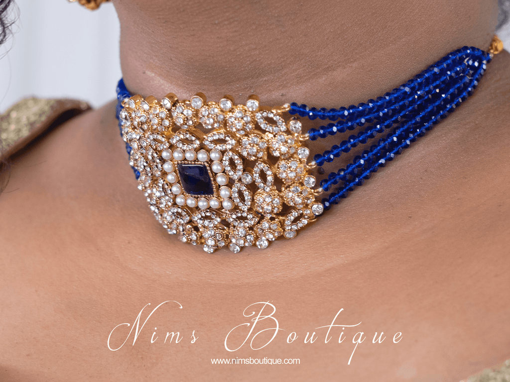 Nims Boutique Neetu Maharani Royal Blue Choker Set