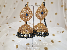 Anjali Navy Chumke with earring chains & navy stone