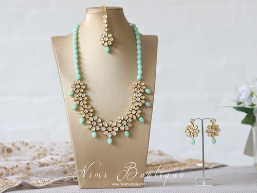 Nims Boutique Shabana Kundan & Mint Jewellery Set