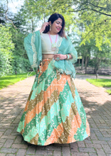 Nims Boutique Kajal Mint Green & Amber patterned readymade skirt/lehnga sizes 6-16