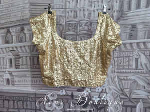 Luxury Rose Gold Sequin cap sleeved Blouse (size 20-26)