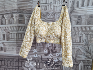 Luxury Ivory & Gold Thread Embroidered Long sleeved Blouse (size 10-24)