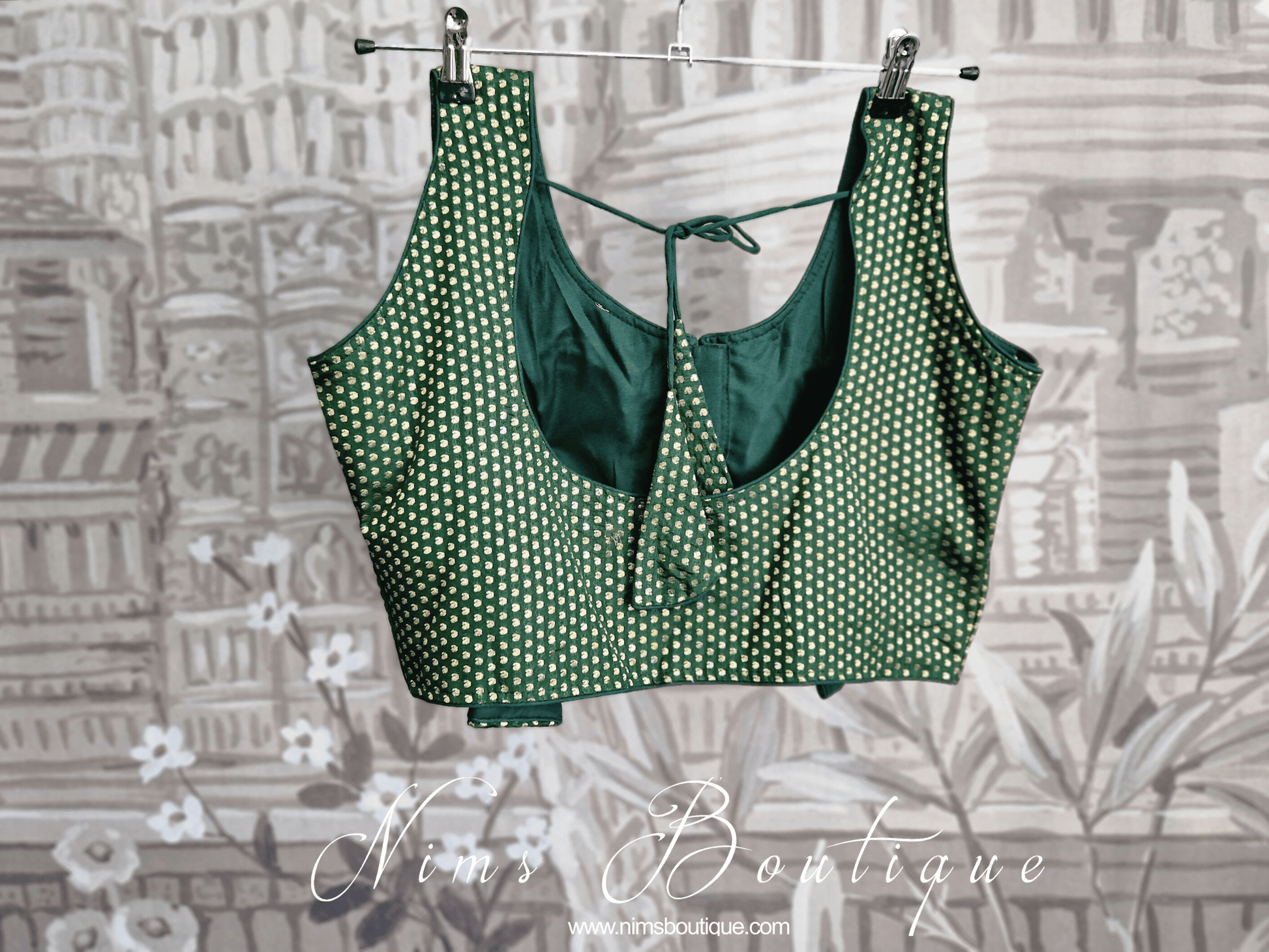 Nims Boutique The NB Green Brocade Blouse 16-18