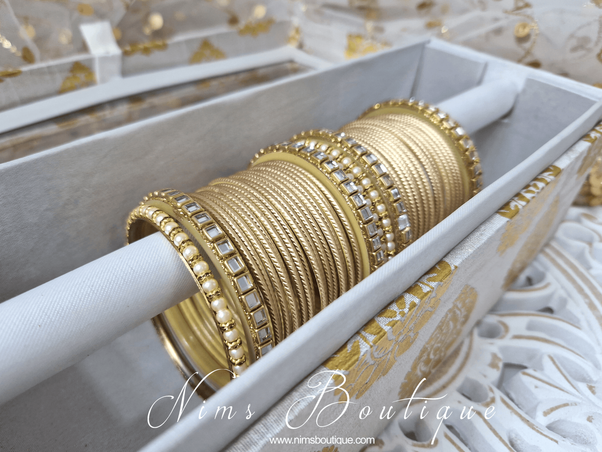Nims Boutique Gold & Kundan Set of Bangles GBN