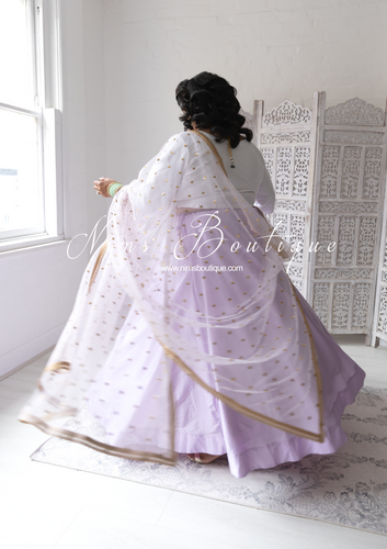 Luxury Light Lilac Net Sequin Dupatta/Chunni (LNS6)