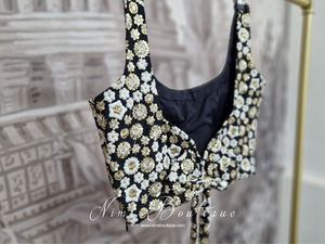 Luxury NB Black & Ivory Sequin Bow Blouse (size 4-20)