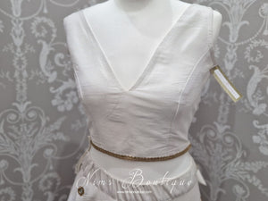 Rupa White Luxury Silk V Neck Blouse (size 4-16)