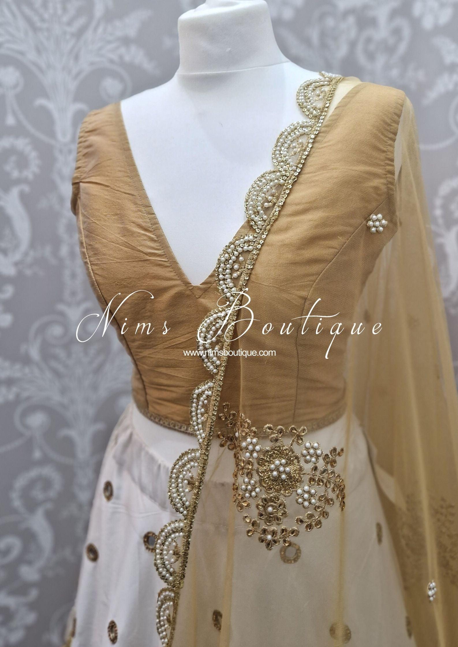 Nims Boutique Rupa Gold Luxury Silk V Neck Blouse size 4-16