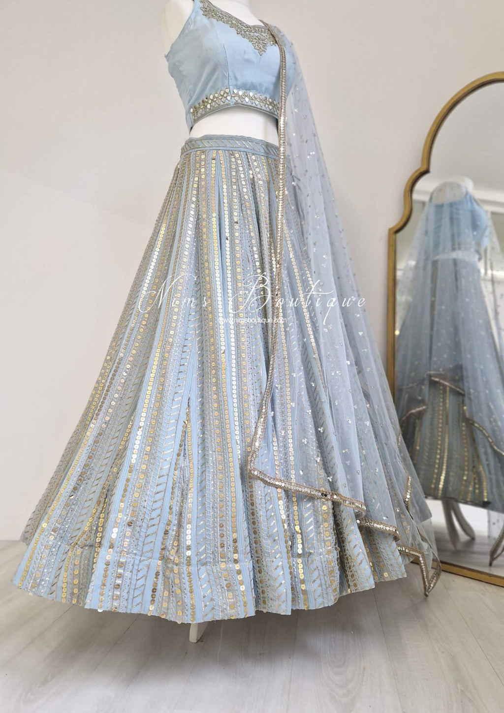 Nims Boutique Luxury Powder Blue Sequin Lehnga 8-12