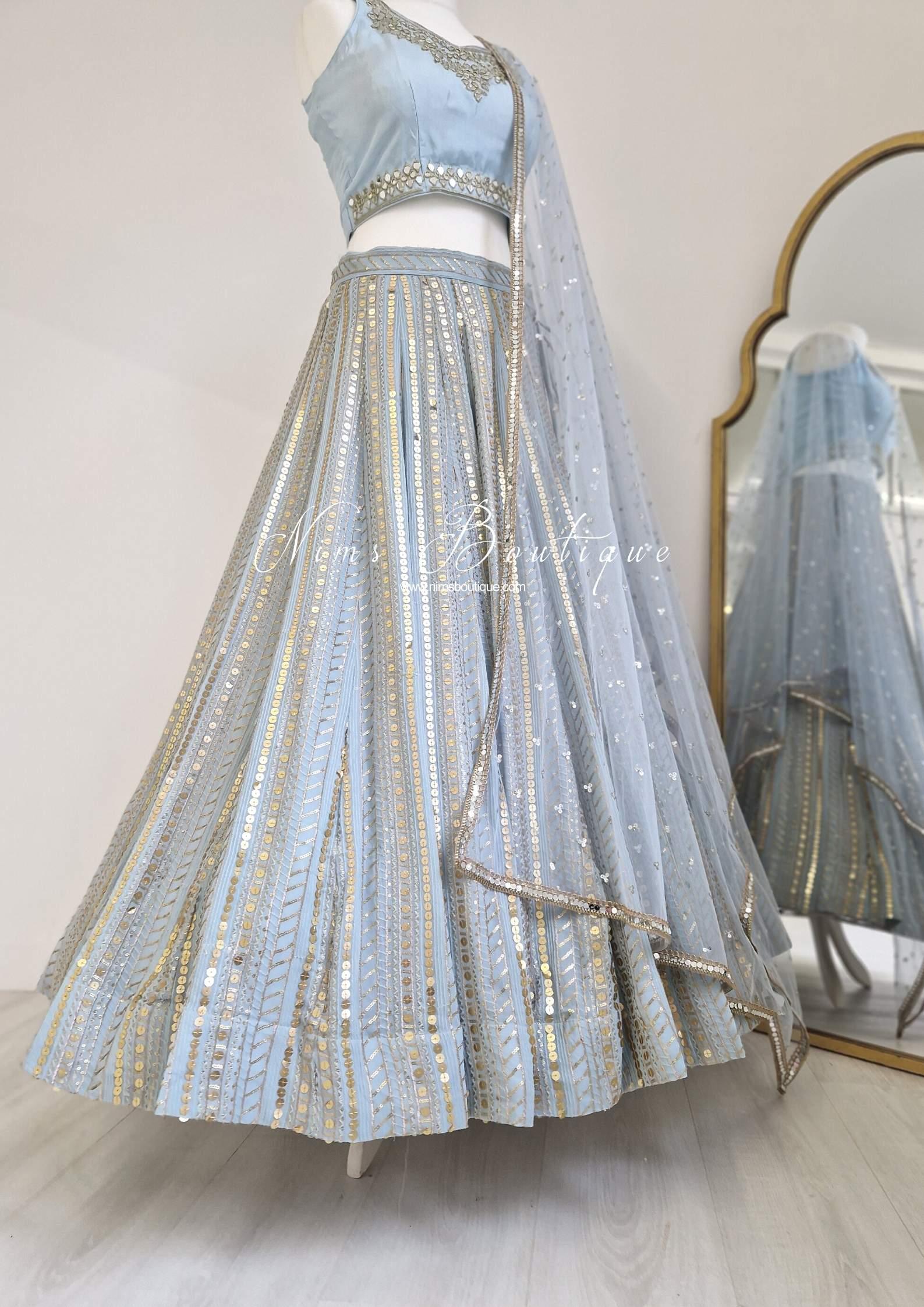 Nims Boutique Luxury Powder Blue Sequin Lehnga 8-12