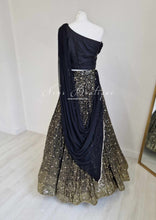 Arya Black Luxury One Shoulder & Dupatta blouse (bespoke)