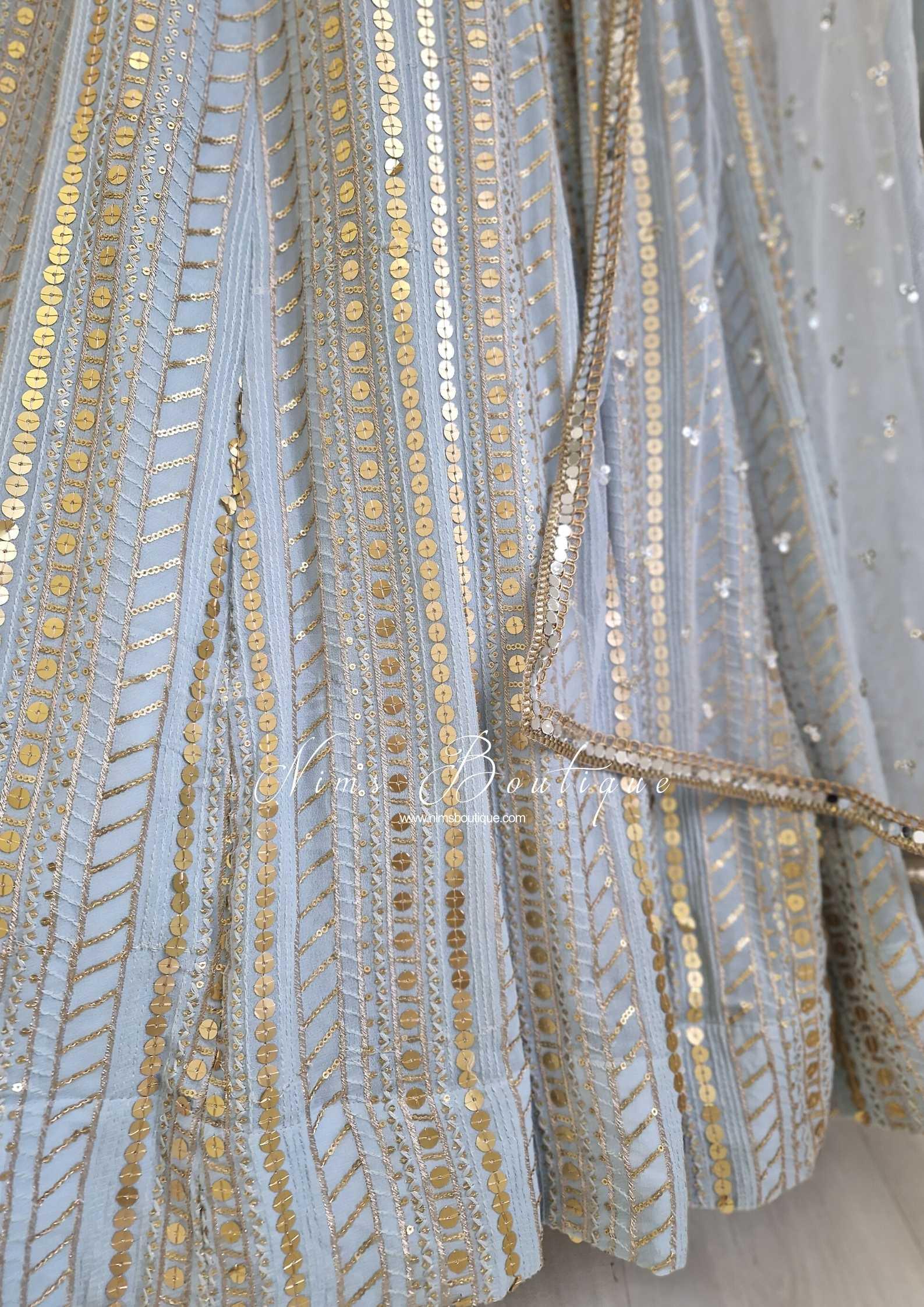 Nims Boutique Luxury Powder Blue Sequin Lehnga 8-12