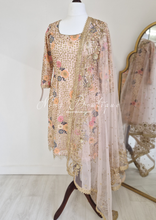Bella Luxury Blush Pink Floral Embroidered Suit with Pajami and sleeves(sizes 14-18)
