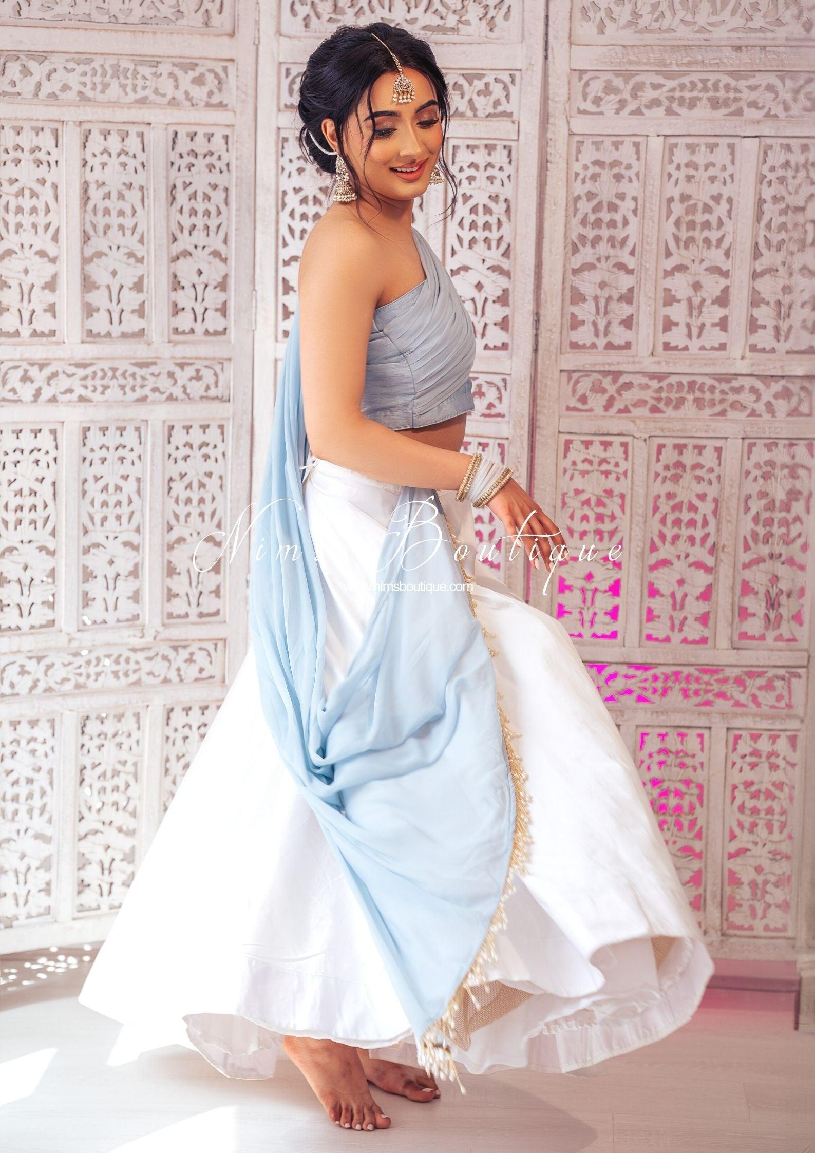 Nims Boutique Readymade White Silk skirt/lehnga sizes 4-22