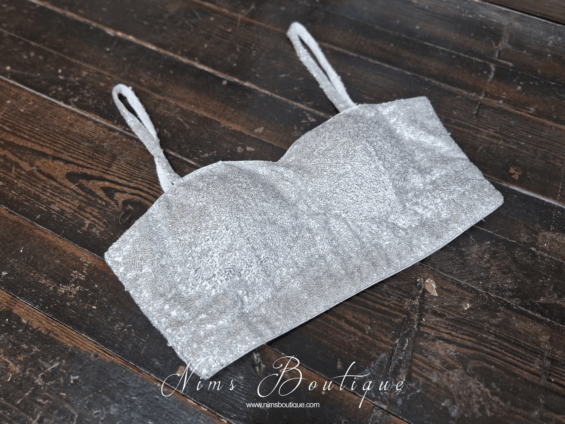 Nims Boutique Gia Silver Sequin Strap Blouse various sizes