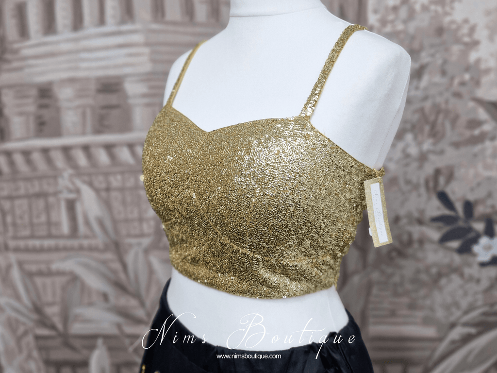 Nims Boutique Gia Gold Sequin Strap Blouse 4-16