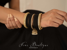 Black & Kundan Set of Bangles (BN)