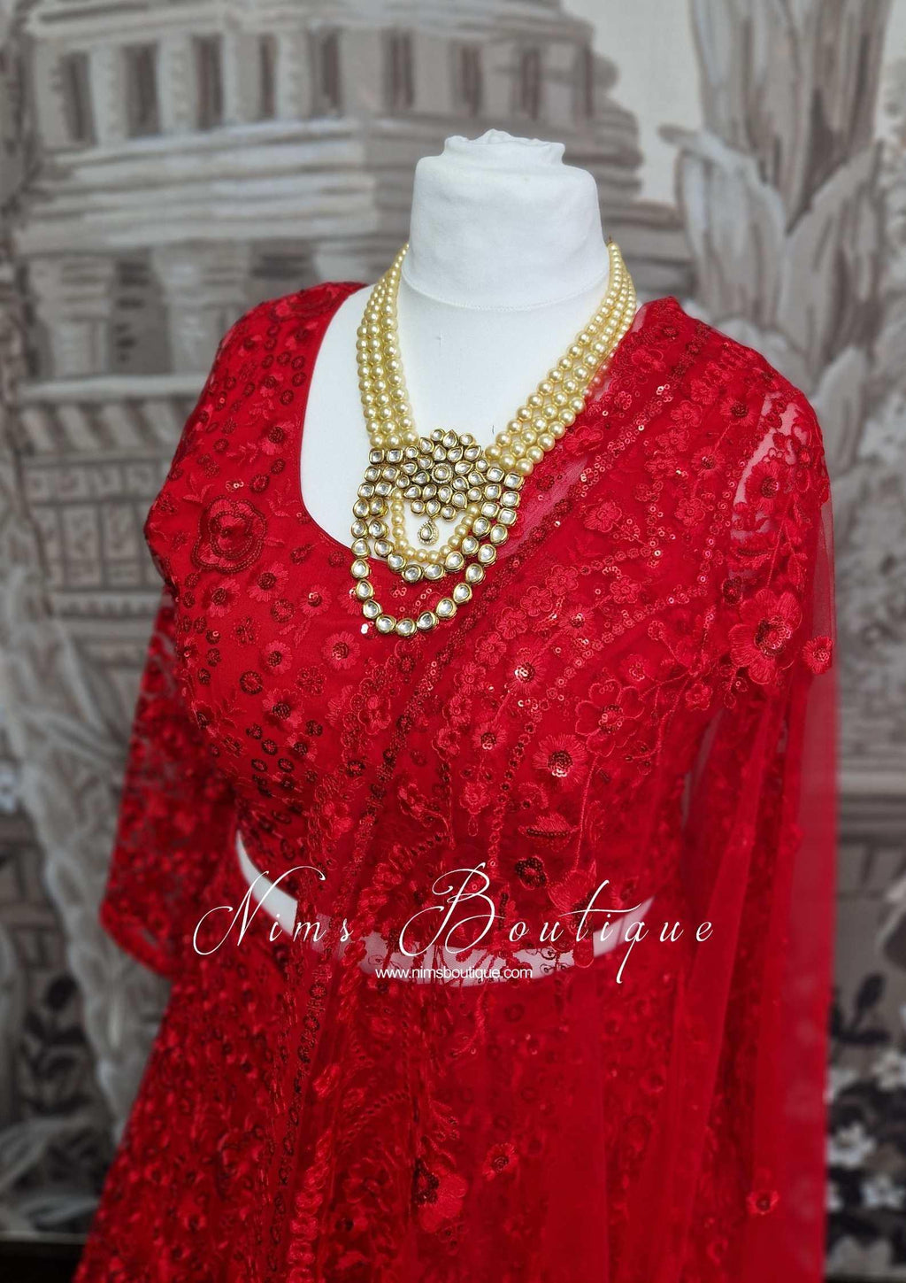 Nims Boutique Luxury Deep Red Sequin Lehnga 8-20