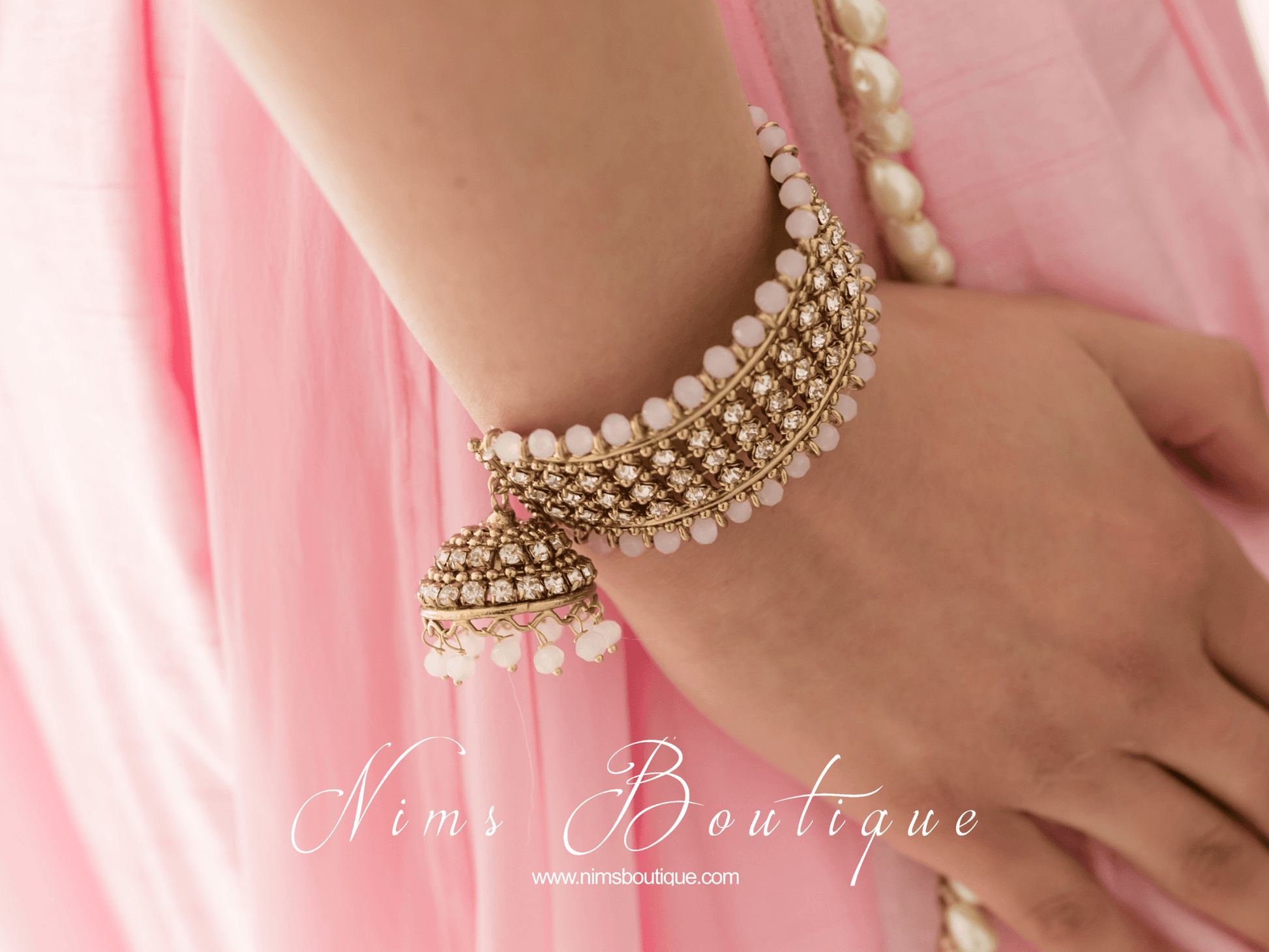 Nims Boutique Royal Blush Bracelet with hanging chumka