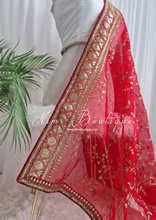 Mahi Luxury Red Organza Embroidered Dupatta/Chunni