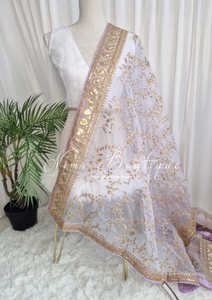 Nims Boutique Mahi Luxury Lilac Organza Embroidered Dupatta/Chunni