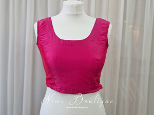 Sleeveless Bright Pink Silk Blouse (4-18)